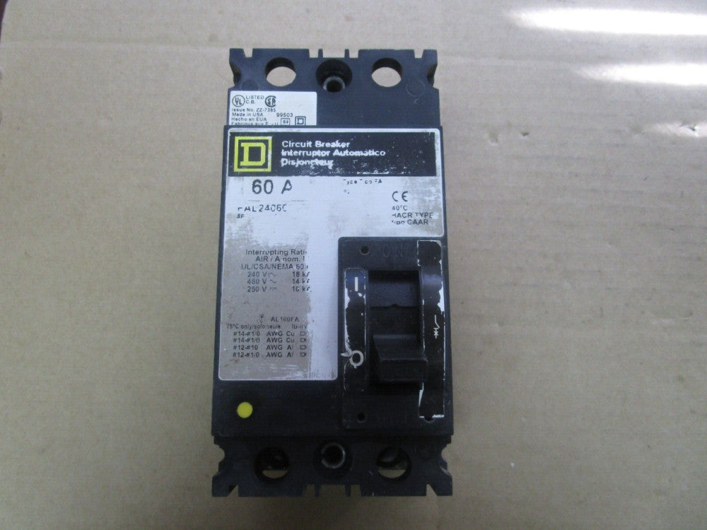 SQUARE D BREAKER FAL24060 60A AMP 480V 2 POLE