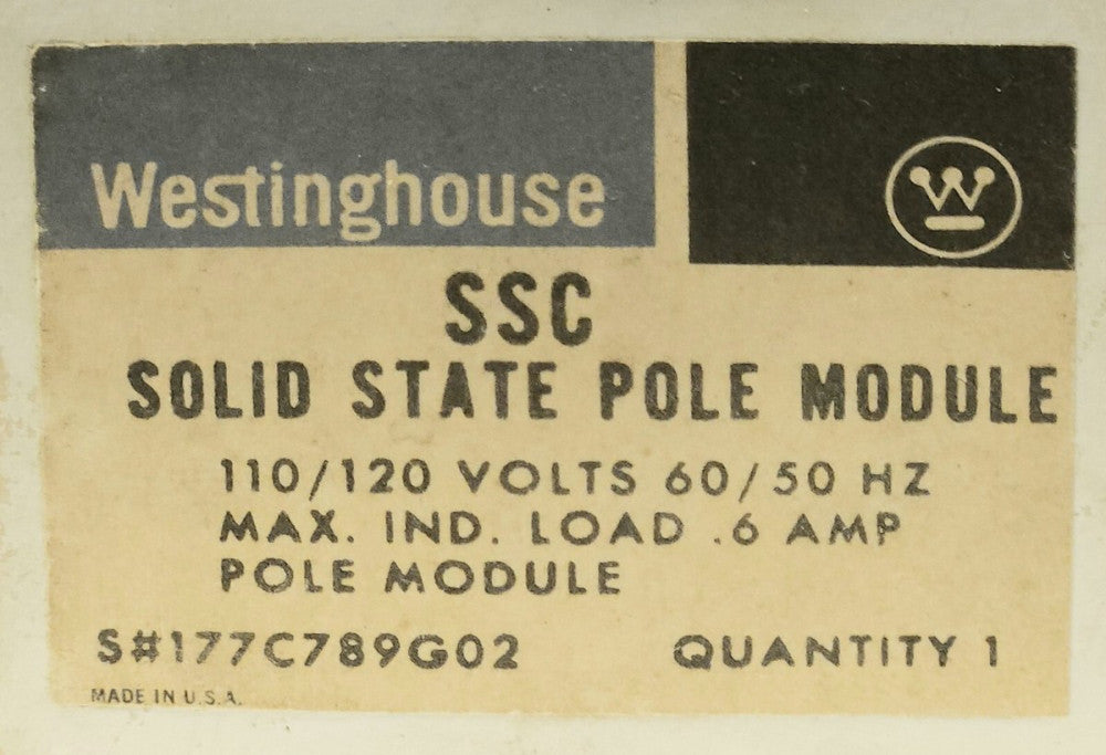WESTINGHOUSE SSC Solid State Relay Pole Module 110 120 VAC 177C789G02