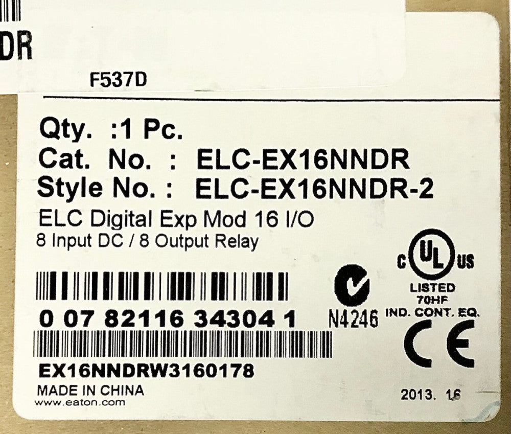 EATON OMEGA ELC EX16NNDR Type ELC Digital Expansion Module 16 I/O 8 Input 8 Ou