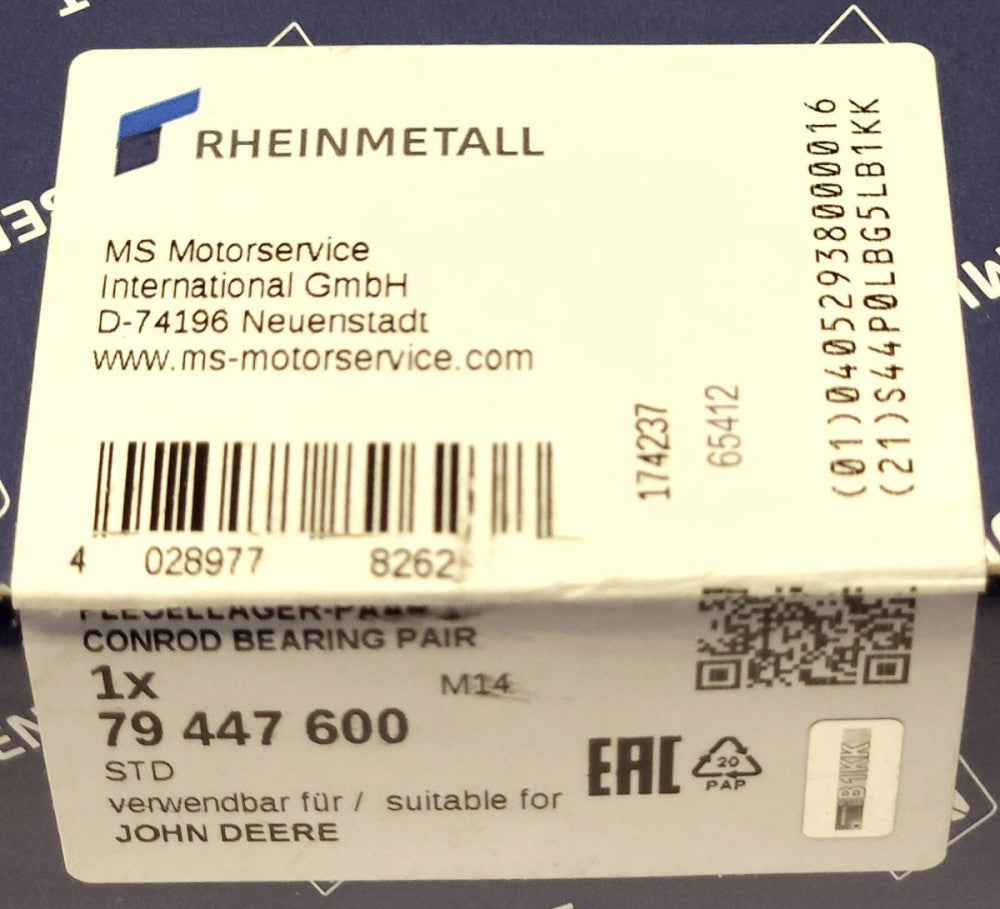 RHEINMETALL JOHN DEERE 79 447 600 STD CONROD Bearing Pair for Connecting Rod 60