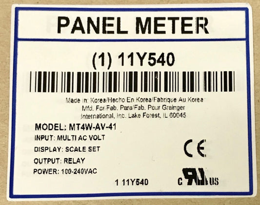 AUTONICS Model MT4W AV 41 MULTI: AC Volt MT4W Panel Meter 100-240 VAC 11Y540