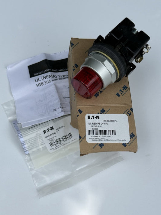 Eaton HT8GBRV3 Illuminated Red Push Button 24V - New