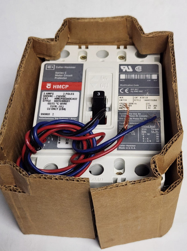EATON CUTLER HAMMER HMCP003A0CA02 3 AMP Type HMCP 1A 1B Auxiliary Switch Motor
