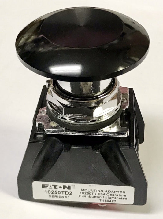 EATON 10250T712B GR1 BLACK Mushroom Head Pushbutton Jumbo W/ 10250TD3 Mounting