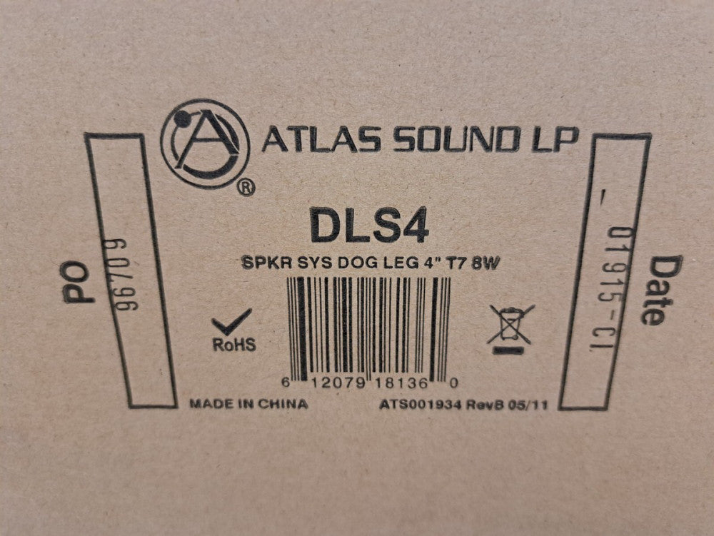 New, Atlas Sound, DLS4, 4" DOG LEG SPEAKER WITH 70.7V/100V-8W TRANSFORMER