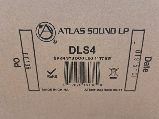 New, Atlas Sound, DLS4, 4" DOG LEG SPEAKER WITH 70.7V/100V-8W TRANSFORMER