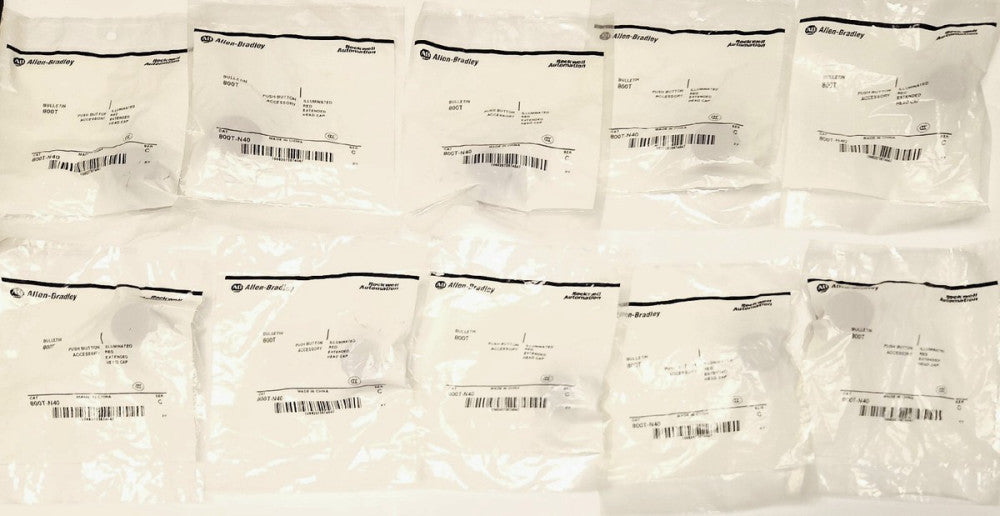 LOT OF 10 ALLEN BRADLEY 800T N40 Illuminated Red Indicating Pilot Light Head Cap