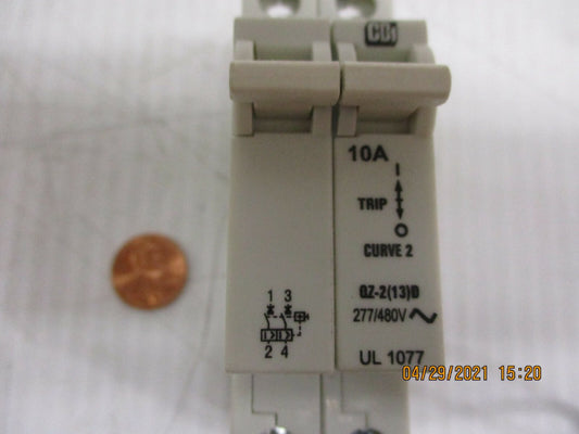 New, American Electrical, C10A2P Circuit Breaker 10A 2 Pole Rail Mount
