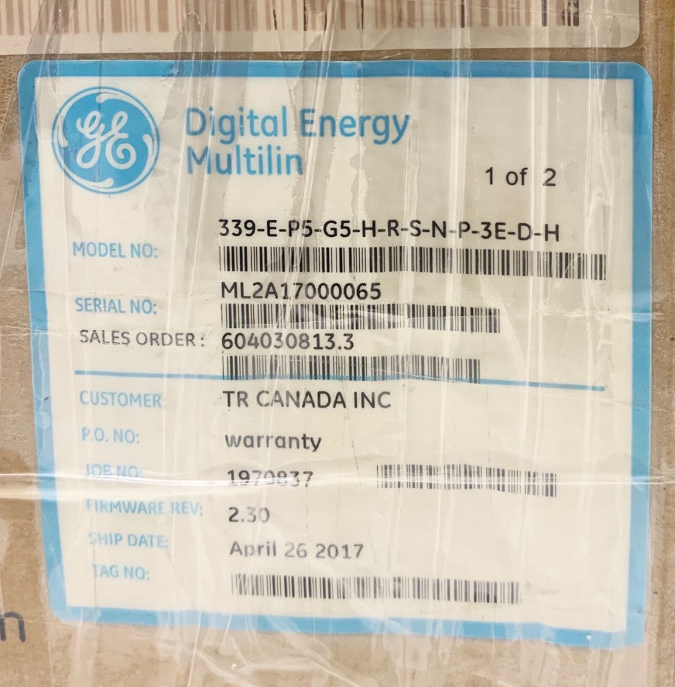 GE GENERAL ELETRIC 339-E-P5-G5-H-R-S-N-P-3E-D-H Multiline 350 Feeder Protection 