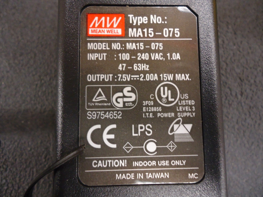 MA15-075 MEANWELL 15 WATT DESKTOP, 7.5VDC BRAND NEW!
