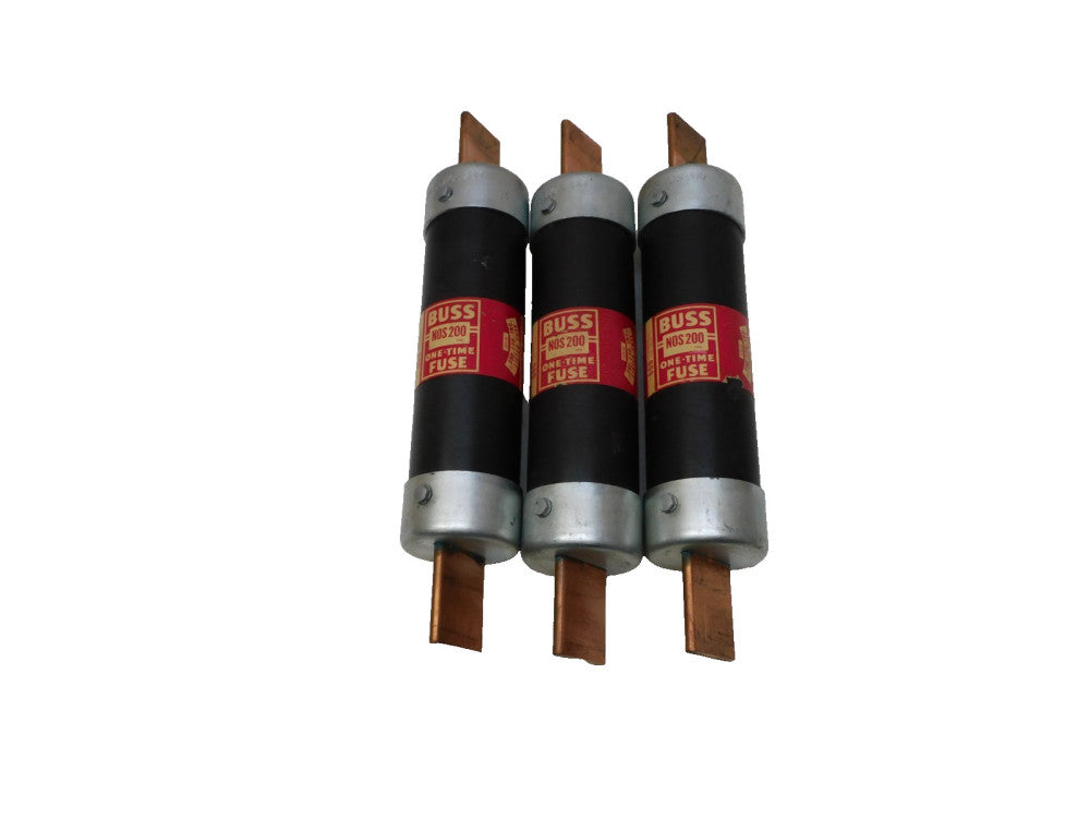 Buss NOS200 One Time Fuse 600v Lot of 3