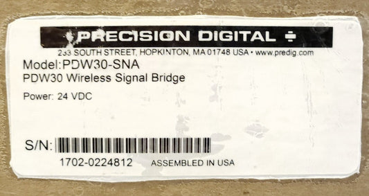PRECISION DIGITAL PDW30 SNA PRI 24 VDC Model PDW30-SNA Wireless Signal Bridge