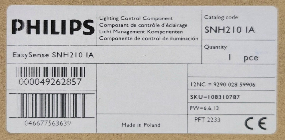 PHILIPS SNH2I0 1A Easy Sense Lighting Control Component 12-24 VDC Energy