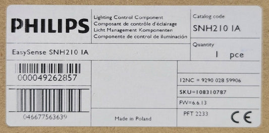 PHILIPS SNH2I0 1A Easy Sense Lighting Control Component 12-24 VDC Energy