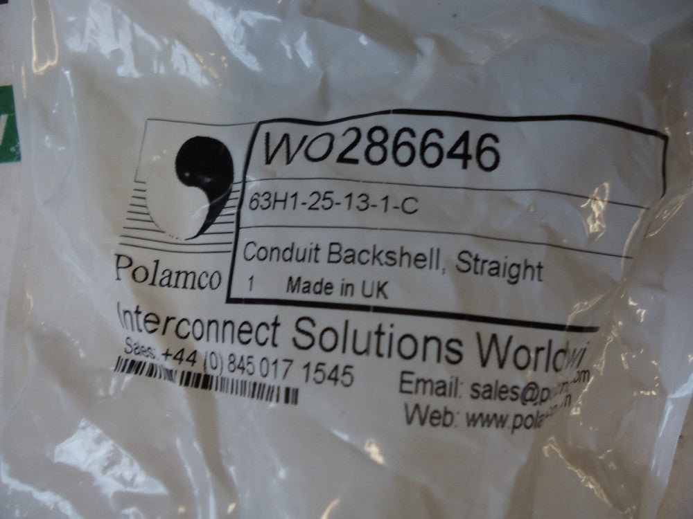 63H1-25-13-1-C, Polamco, 63 Series Conduit Adapter Backshell, BRAND NEW!