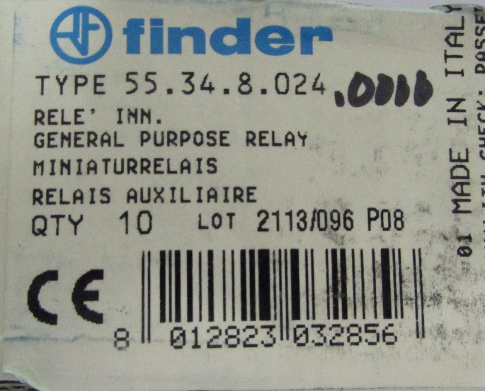 FINDER 55.34.8.024 5 Amp 24 VAC Relay 55 34 8 024 *PRICE PER EACH*