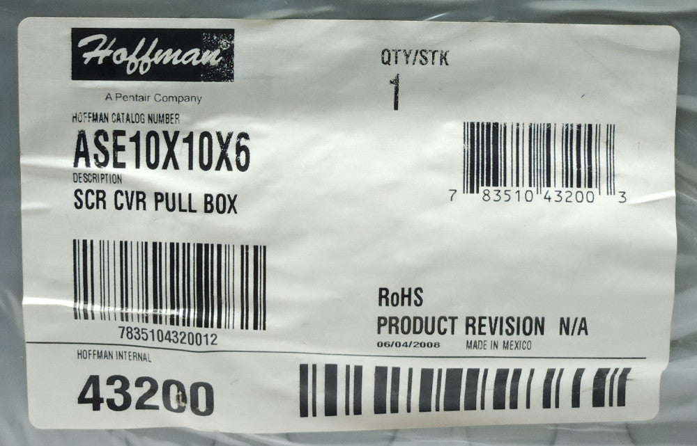 HOFFMAN ASE10X10X6 SCR CUR PULL BOX without Cover 10"x10"x6" 43200