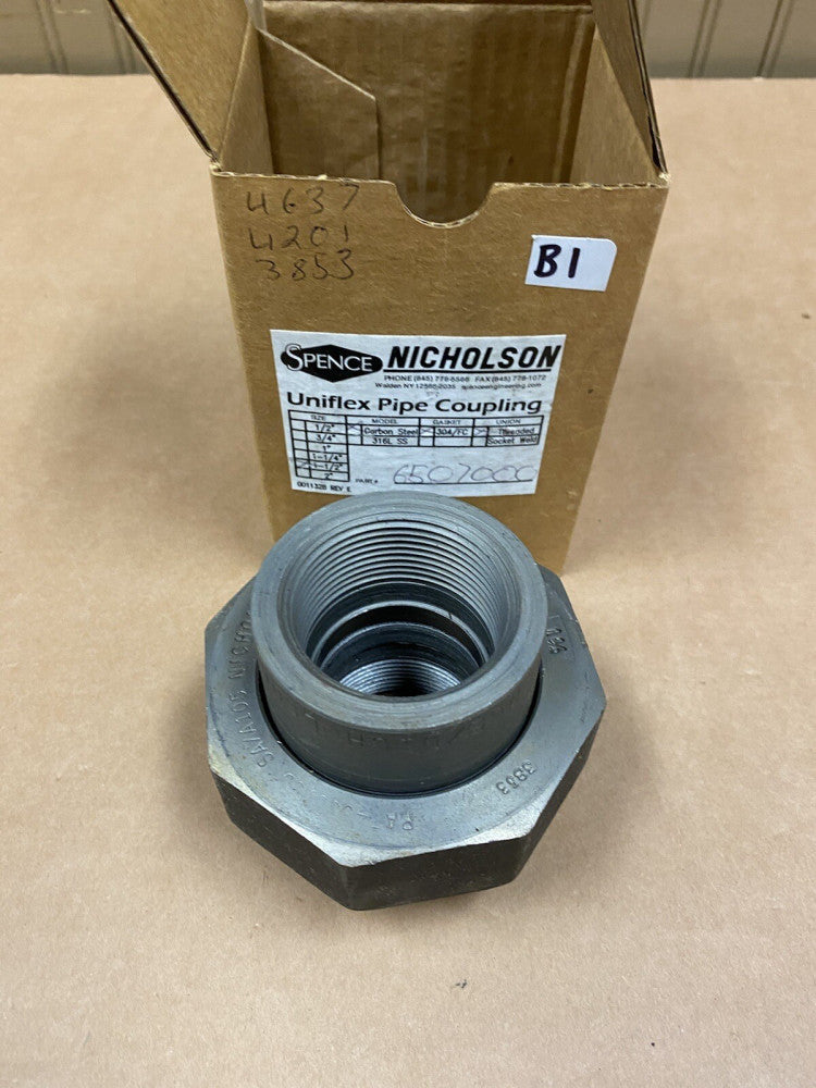 New Spence Nicholson Uniflex Pipe Coupling 1-1/2" Carbon Steel Threaded 6507000