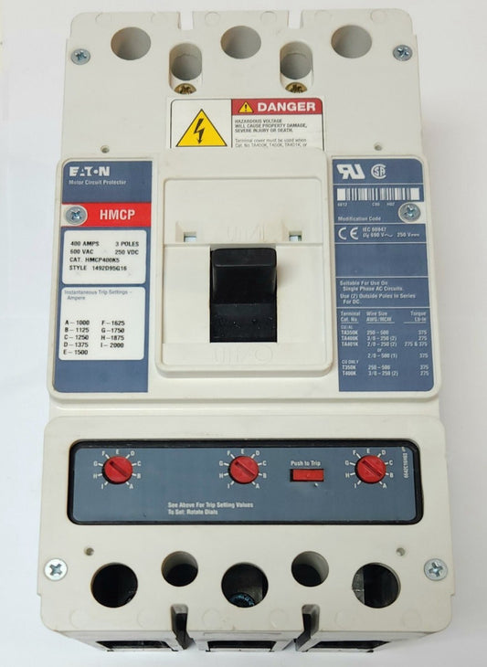 EATON CUTLER HAMMER HMCP400K5 400 AMP Type HMCP Motor Circuit Protector 1000