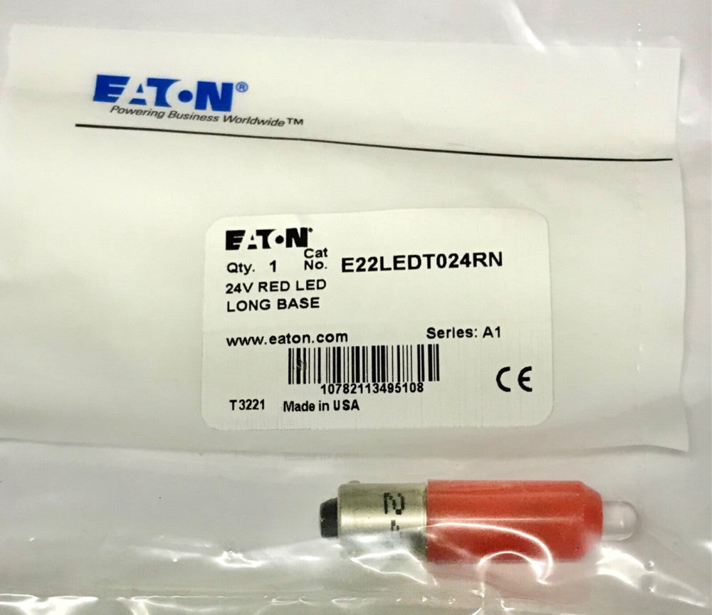 EATON CUTLER HAMMER E22LEDT024RN 24V RED LED LONG BASE