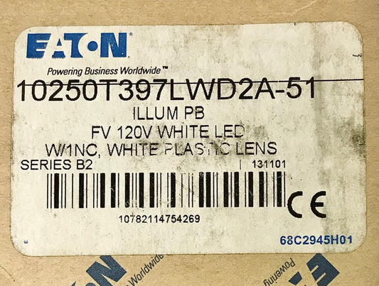 EATON 10250T397LWD2A 51 White 120 VAC LED Illuminated Pushbutton