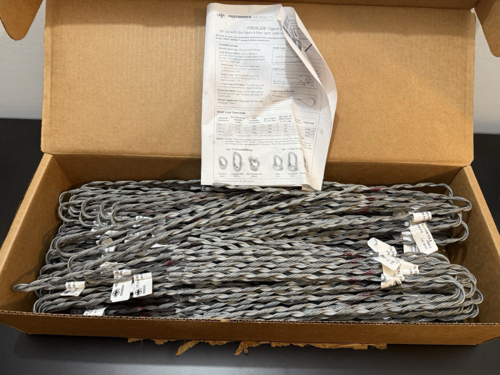 Box of 150 PLP F8DE-3 Helical Dead End for FIG 8 Cable 288 Preform Anchor Device