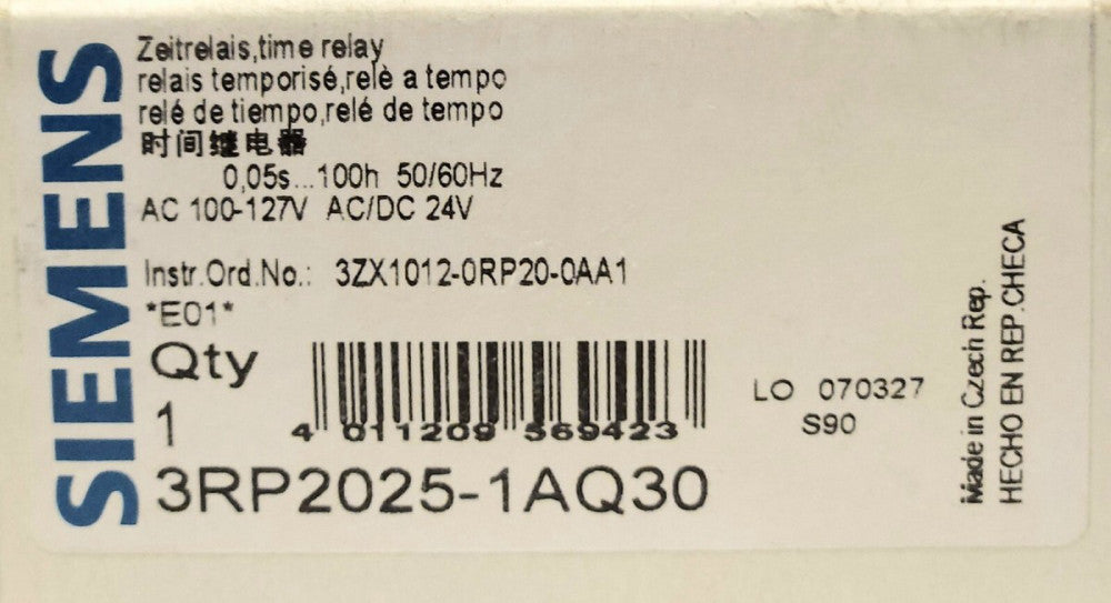 SIEMENS 3RP2025 1AQ30 SIRIUS TIME Relay Module 100-127 VAC 24 VAC VDC