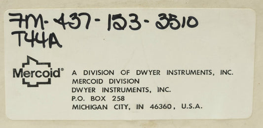 DWYER MERCOID FM 437 153 3510 Series FM 437 Temperature Control Switch