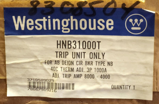 WESTINGHOUSE CUTLER HAMMER HNB31000T N Frame Type NB HNB 1000 AMP Trip Unit