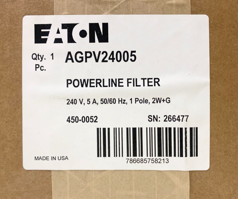 (sealed) EATON CUTLER HAMMER AGPV24005 Powerline Filter 240 VAC 5 AMP 50/60 HZ 