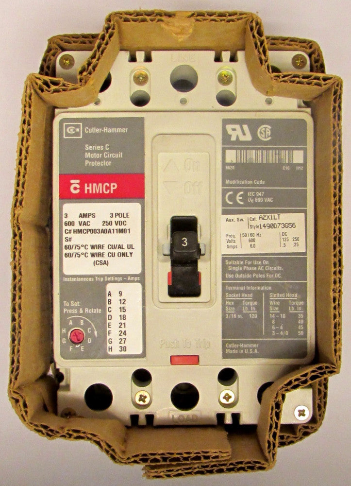 CUTLER HAMMER Motor Circuit Protector 2A 2B Terminal Block Aux HMCP003A0A11M01