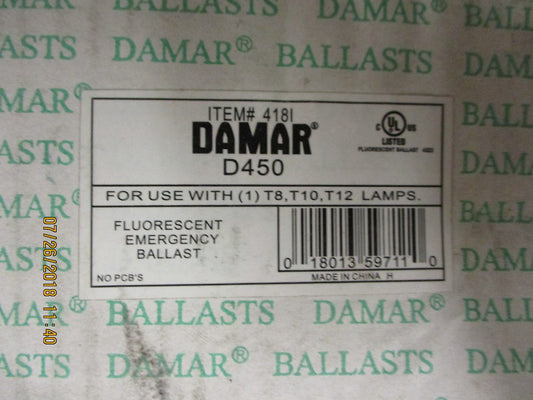 00418I Damar Lighting 450 Lumen Fluorescent Emergency Ballast BRAND NEW!