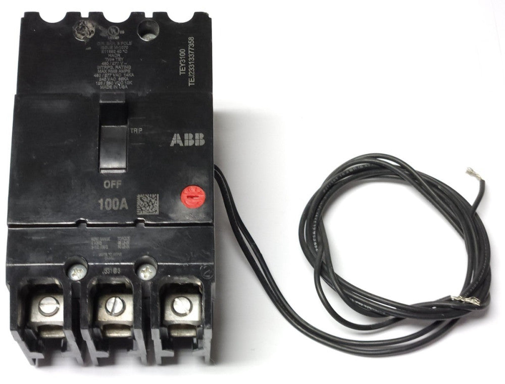 GENERAL ELECTRIC ABB TEY3100ST12 3 Pole 100 AMP Type TEY Circuit Breaker 120 277