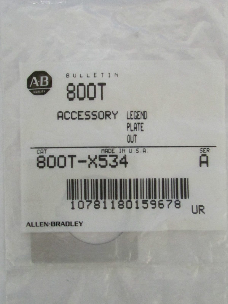 ALLEN BRADLEY 800T X534 OUT Legend Plate 