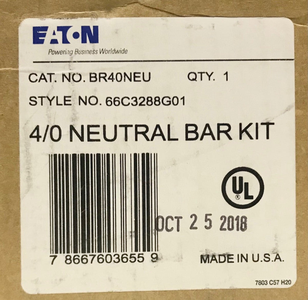 EATON CUTLER HAMMER BR40NEU 4/0 Neutral Bar Kit 66C3288G01