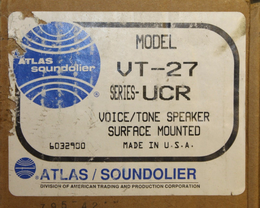 ATLAS SOUNDOLIER VT 27 Series UCR Surface Mounted Voice Tone Speaker VT 27 UCR