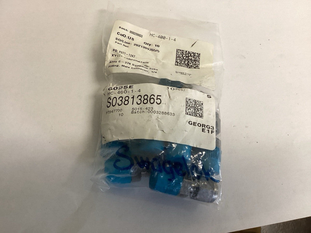 Alloy C-276 Swagelok HC-400-1-4 Male Fittings. Pack Of 10 Fittings