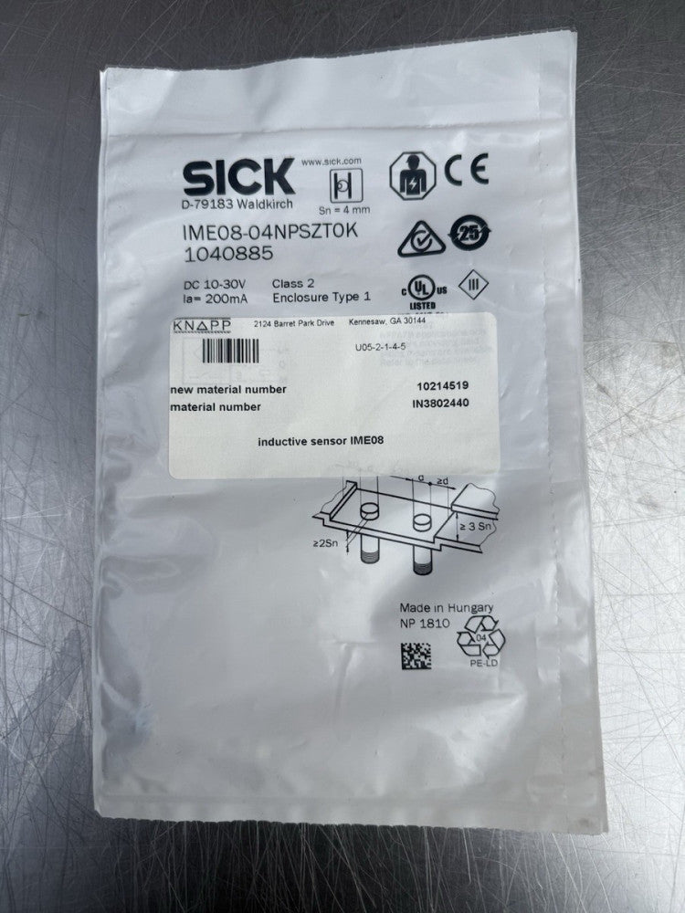 Sick IME08-04NPSZT0K Inductive Proximity Sensor 1040885 - New