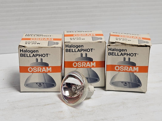 NEW LOT OF 3 OSRAM BELLAPHOT HALOGEN LIGHT LAMP BULB 64255 20W 8V