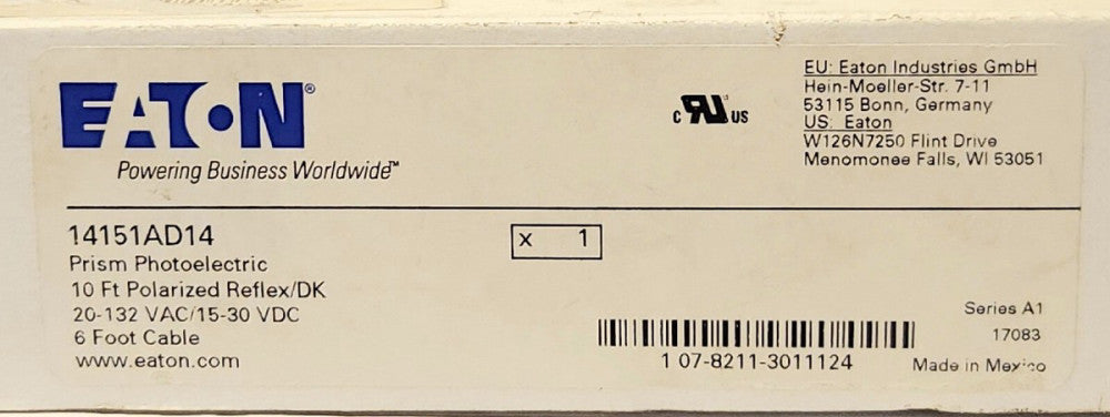 EATON CUTLER HAMMER 14151AD14 Prism Photoelectric Sensor 10ft. Polarized 20-132