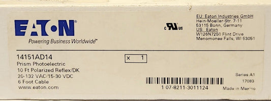 EATON CUTLER HAMMER 14151AD14 Prism Photoelectric Sensor 10ft. Polarized 20-132