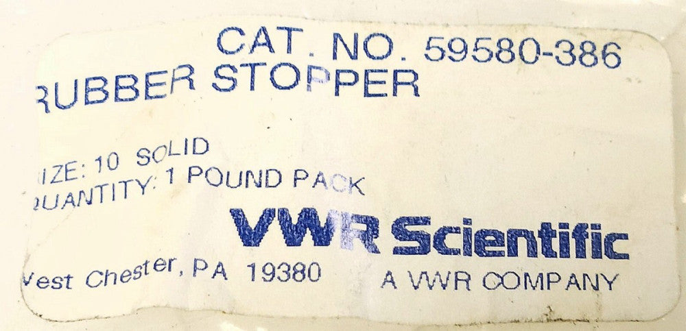 LOT OF 7 VWR 59580 386 Size 10 Solid BLACK Rubber Stopper #10 25mm L 50mm TOP OD