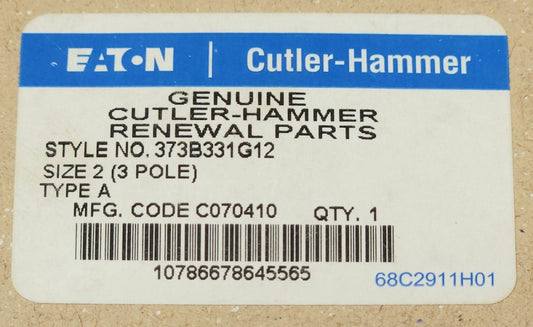 EATON CUTLER HAMMER 373B331G12 A200 A201 Size 2 Contact Kit 3 Pole
