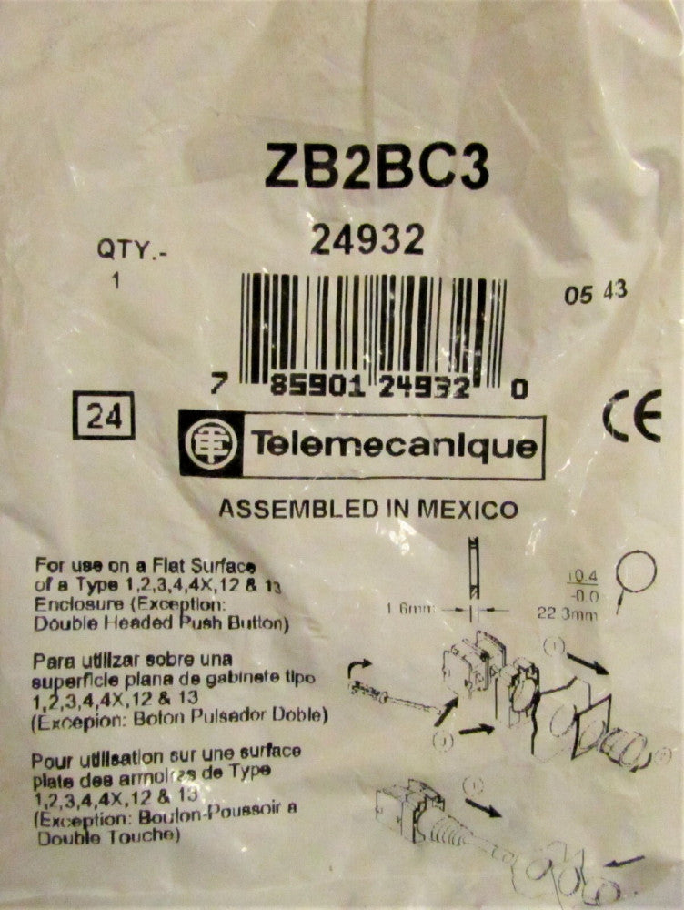 TELEMECANIQUE SCHNEIDER ELECTRIC ZB2BC3 Green Mushroom Head Momentary Pushbutton