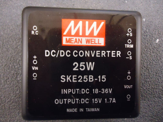 SKE25B-15 Meanwell 25 Watt DC/DC, 18-36 Vin, Single 15V O/P BRAND NEW!