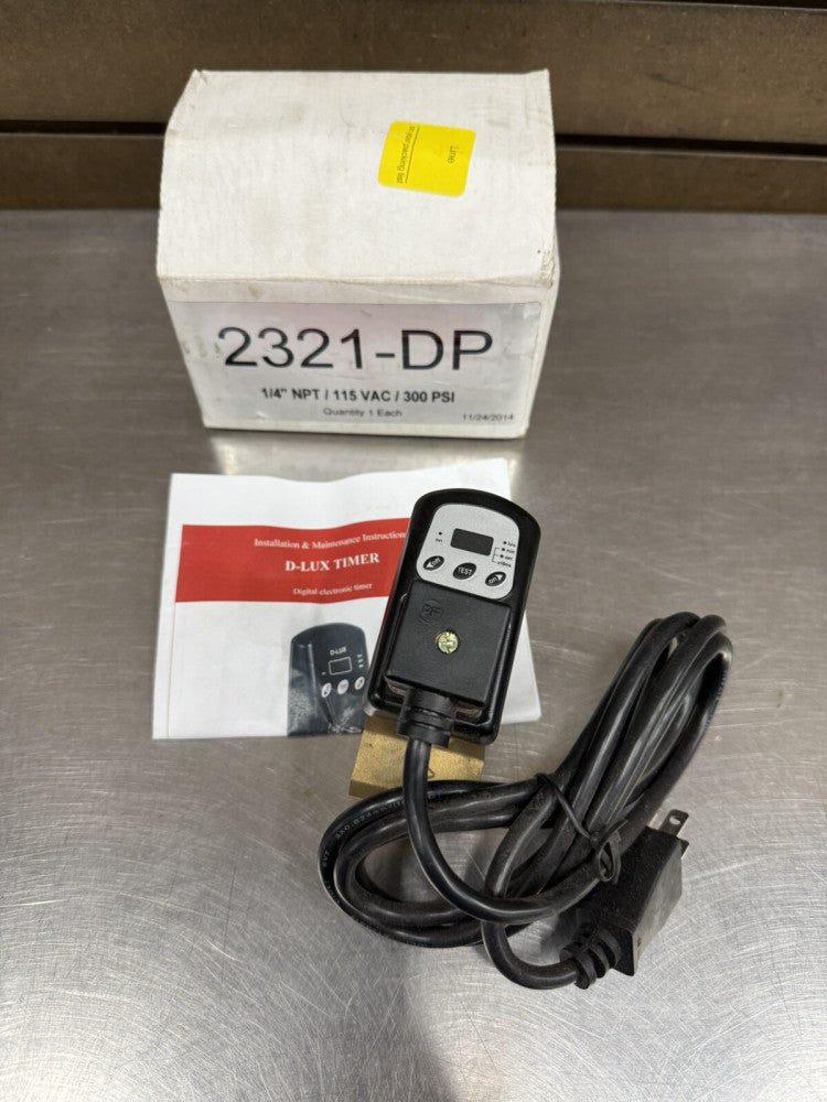 D-Lux Timer 2321-DP Timer Controlled Drain Valve - 1/4" NPT, 115V, 300 PSI - New