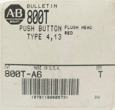 ALLEN BRADLEY 800T A6 Red Flush Head Pushbutton Operator