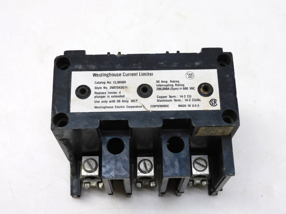 WESTINGHOUSE EL3050R CURRENT LIMITER 50A 600VAC DAMAGED CORNERS