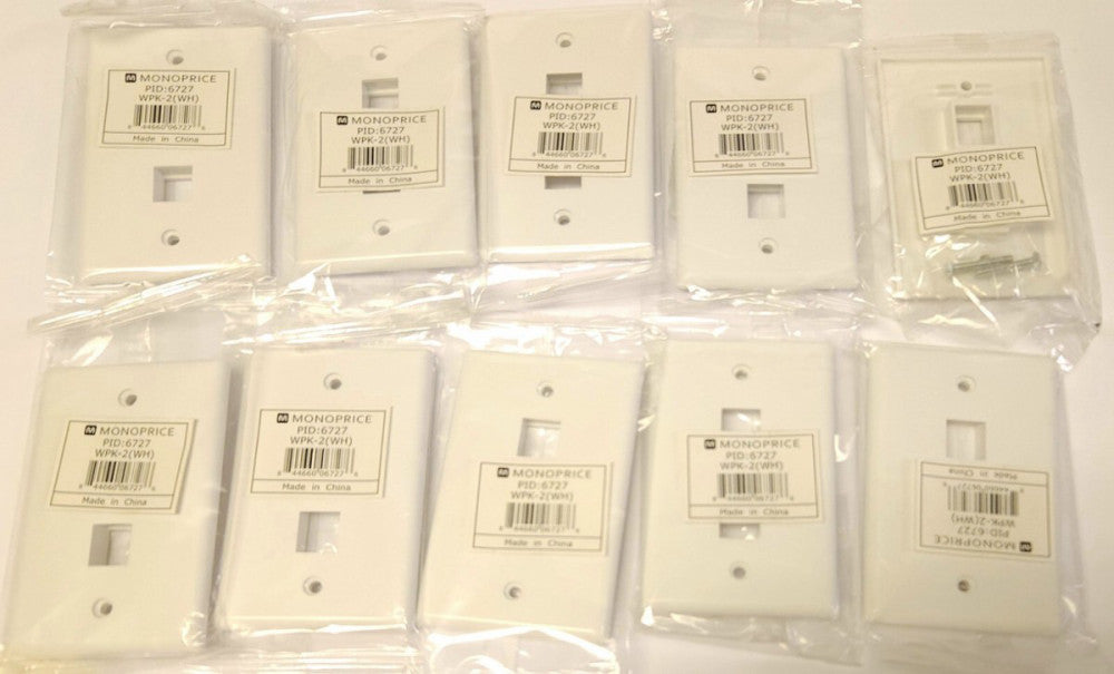 LOT OF 10 MONOPRICE PID 6727 WPK-2 WH 2 Port Keystone Outlet White