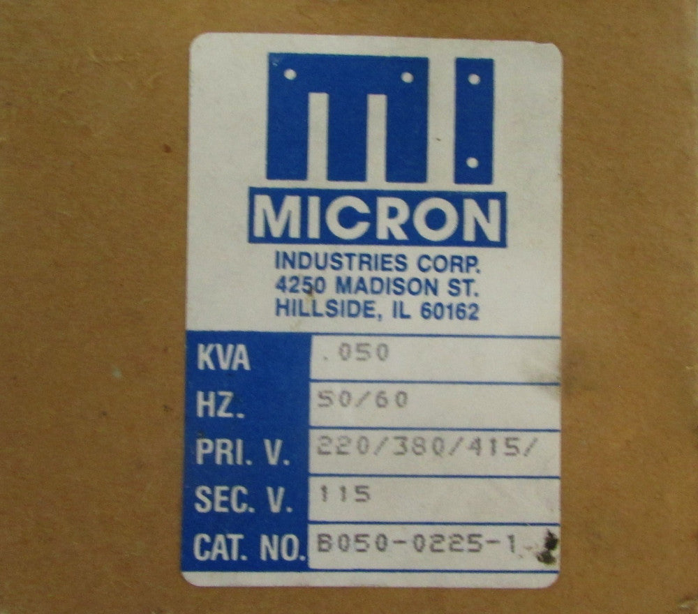 MICRON B050 0225 1 .050 KVA Control Transformer Pri. 220 380 415 Sec. 115